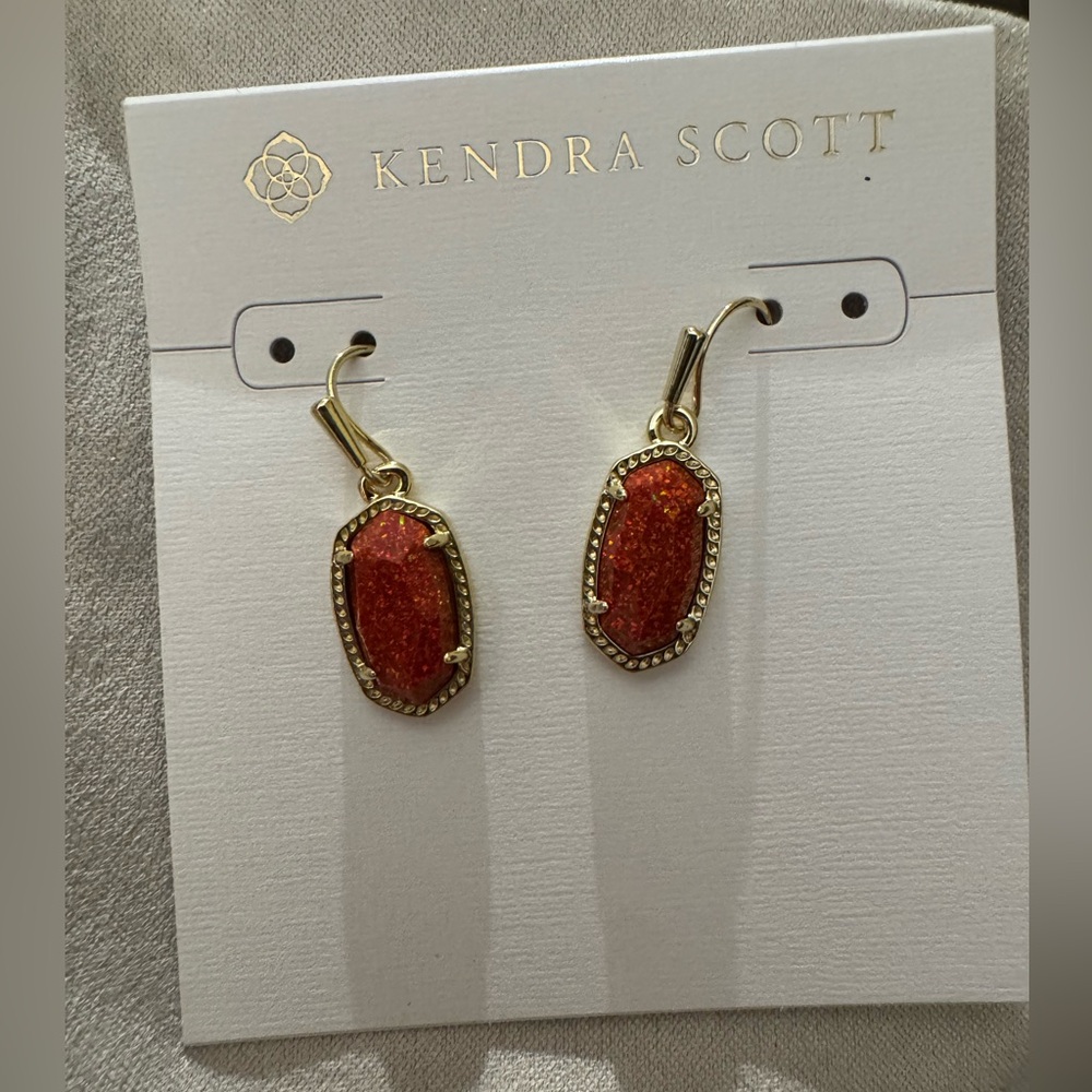 Kendra Scott Gold and Red Drop Earrings